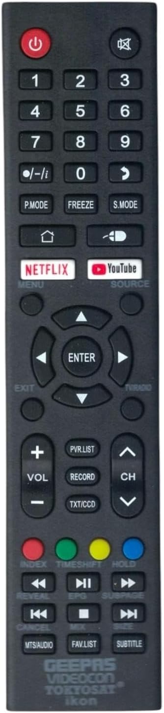 Remote Control For Geepas, Videocon, Tokyosat, iKon Smart TVs